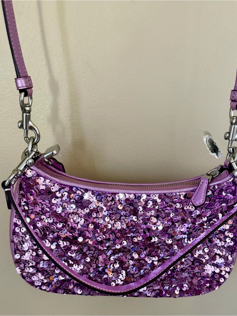 Coach Lavender Purple Sequin Mini Shoulder Bag - Picture 2 of 9